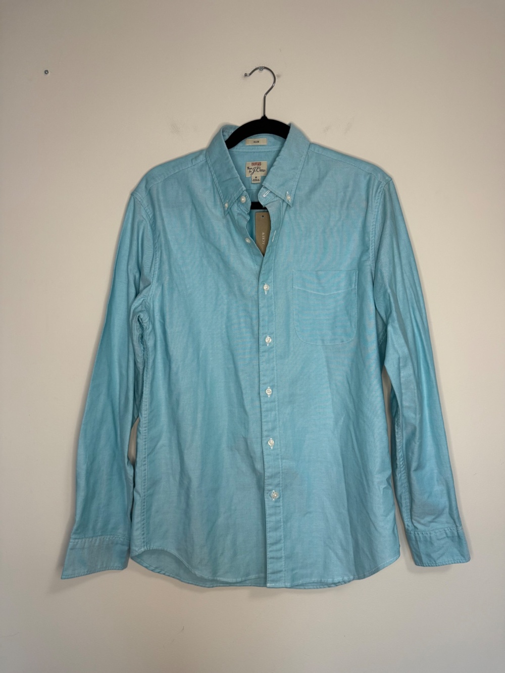 J.Crew Slim Broken-In Oxford Shirt Aqua Blue Medium Mens NWT
